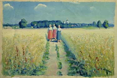 Drei Frauen auf einer Straße, 1900
